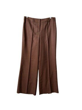 Grace Elements Pants Womens Size 14 Wide Leg Woven 2 Pocket Brown Linen Like